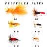 Fly Fishing Flies Assortment Kit Dry Wet Nyphms Tenkara Popper Streamer Woolly Bugger for Trout Bass Salmon Steelhead with Fly Box (Propeller Flies Kit 42pcs) view 3