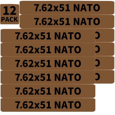12 Pack Miaozhun 7.6251 NATO Magazine Marking Bands 7.62 NATO Magazine Ammo Caliber Identification Bands (Coyote Brown-Black)