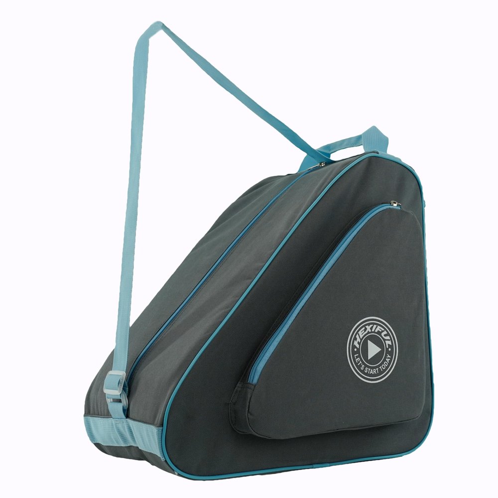 HEXIFUL Skate Bag to Carry Ice Skates, Inline Skates, Roller Skates and Quad Skates for Both Kids and Adults (Grey/Blue)