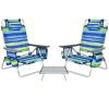 BETTARY Backpack Beach Chairs Set, 5-Position Lawn Chair & Small Aluminum Table w/Cup Holder, Cooler Bag, Heavy Duty Lay Flat Folding Camping Chairs 3PCS for Fishing & Sunbathing view 1