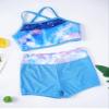 iiniim Kids Girls Two Piece Dance Sports Bra Crop Top with Shorts Gymmnastics Leotard Active Swimming Outfit Set Sea Sky Pink 10 view 3