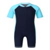 Hularka Kids Boys Girls One-Piece Thermal Wetsuit Short Sleeves Rash Guard Sun Protection Swimsuit Zippered Shorty Swimwear Navy Blue&Sky Blue 10-12 view 1