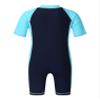 Hularka Kids Boys Girls One-Piece Thermal Wetsuit Short Sleeves Rash Guard Sun Protection Swimsuit Zippered Shorty Swimwear Navy Blue&Sky Blue 10-12 view 2