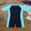 Hularka Kids Boys Girls One-Piece Thermal Wetsuit Short Sleeves Rash Guard Sun Protection Swimsuit Zippered Shorty Swimwear Navy Blue&Sky Blue 10-12 view 4