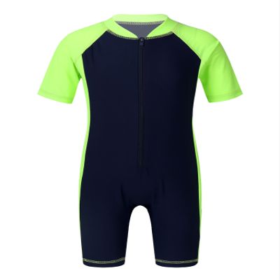 YOOJIA Kids Boys One Piece Shorty Wetsuit Swimsuit Short Sleeves Zippered Rash Guard UV Swimwear Bathing Suit Surfing Navy Blue&Fluorescen 8