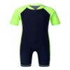 Hularka Kids Boys Girls One-Piece Thermal Wetsuit Short Sleeves Rash Guard Sun Protection Swimsuit Zippered Shorty Swimwear Navy Blue&Fluorescen 10-12 view 1