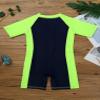 Hularka Kids Boys Girls One-Piece Thermal Wetsuit Short Sleeves Rash Guard Sun Protection Swimsuit Zippered Shorty Swimwear Navy Blue&Fluorescen 10-12 view 4