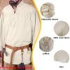ATTBEA Mens Pirate Renaissance Costume Pirate Shirt Long Sleeves Medieval Viking Gothic Celtic Pirate Vest for Unisex Halloween Costume view 4