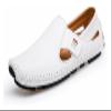 Men's Leather Square Toe Soft Sole Loafers Breathable Comfortable Slip On Shoes Casual Fashion Walking Driving Shoes (Color : White-a, Size : 8.5) view 1