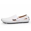 Men's Leather Square Toe Soft Sole Loafers Breathable Comfortable Slip On Shoes Casual Fashion Walking Driving Shoes (Color : White-a, Size : 8.5) view 2