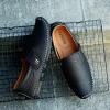 Men's Leather Square Toe Soft Sole Loafers Breathable Comfortable Slip On Shoes Casual Fashion Walking Driving Shoes (Color : Black-b, Size : 10) view 2
