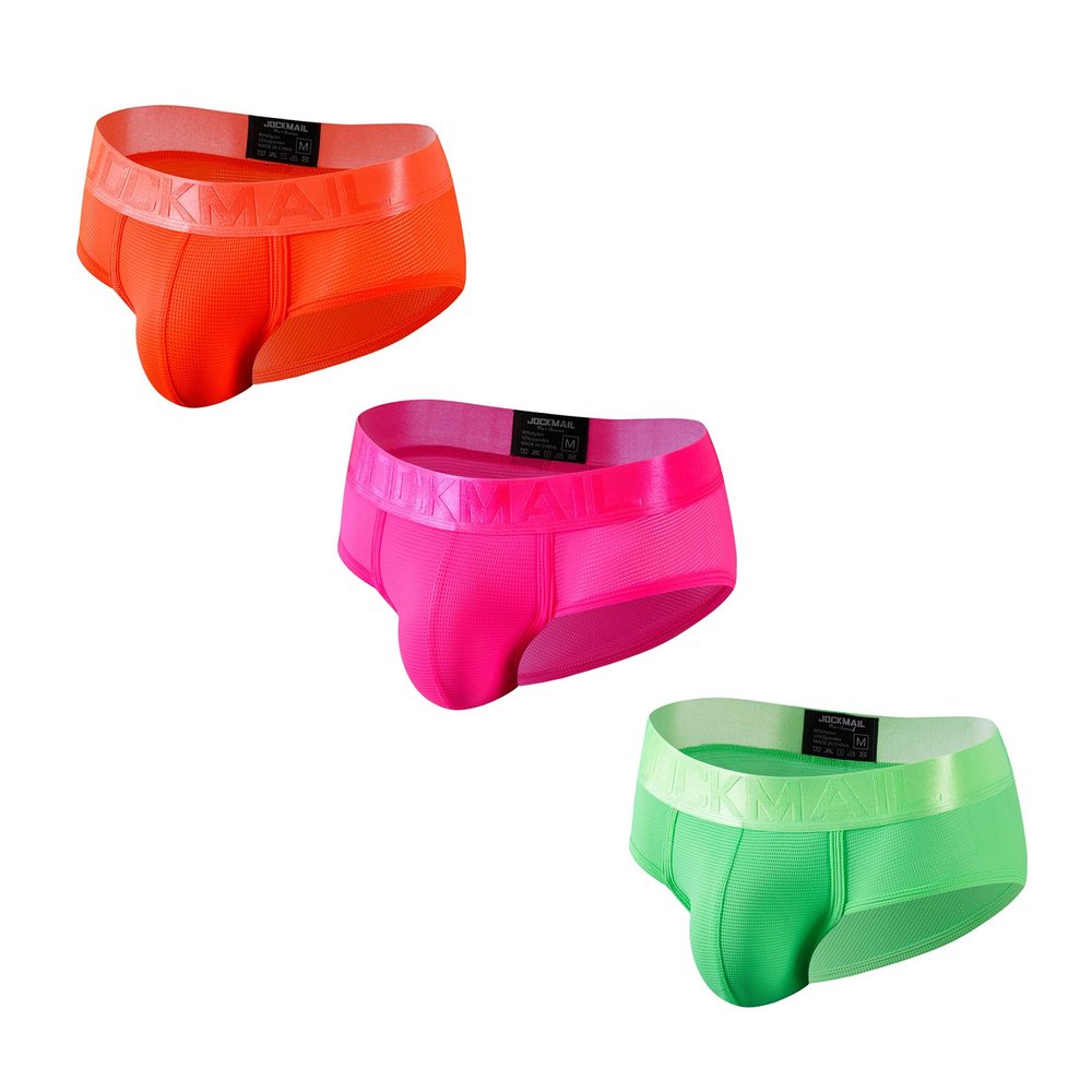 JOCKMAIL 3PCS/Pack Men Underwear Briefs Athletic Underwear Briefs Mens Breathable Briefs for Sport Gym (as1, alpha, x_l, regular, regular, Orange+Rose+Green)