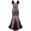 1920s Dresses for Women Great Gatsby Dress Roaring 20s Costumes Beaded Sequin Dress Prom Gown Ball Evening Maxi Dress V Neck Sleeveless 1920s Dresses for Women Black + Pink Large view 1