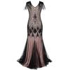 1920s Dresses for Women Great Gatsby Dress Roaring 20s Costumes Beaded Sequin Dress Prom Gown Ball Evening Maxi Dress V Neck Sleeveless 1920s Dresses for Women Black + Pink Large view 3