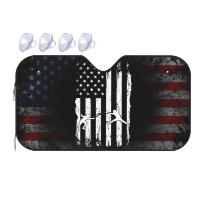 Fencing American Flag Foldable Car Windshield Sunshade Blocks Heat and Sun Glare Uv Rays