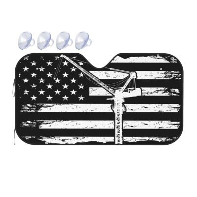Crane Operator America Flag Foldable Car Windshield Sunshade Blocks Heat and Sun Glare Uv Rays