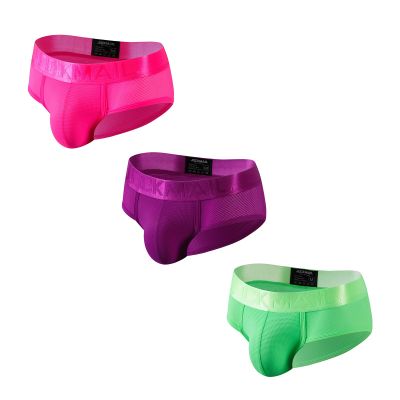 JOCKMAIL 3PCS/Pack Men Underwear Briefs Athletic Underwear Briefs Mens Breathable Briefs for Sport Gym (as1, alpha, l, regular, regular, Green+Rose+Purple)