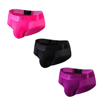 JOCKMAIL 3PCS/Pack Men Underwear Briefs Athletic Underwear Briefs Mens Breathable Briefs for Sport Gym (as1, alpha, m, regular, regular, Rose+Black+Purple)