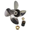 Xspeed Stainless Steel 4 Blades Outboard Propeller with Interchangeable Hub Kits for 4-3/4" Gearcase Suzuki 150-300hp Engines,15 Spline Tooth,RH/LH(14 1/2x15 LH) view 1