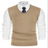 PJ PAUL JONES Mens Casual V-Neck Sweater Vest Sleeveless Wool Blended Pullover Sweater Vest Lightweight Light Tan L view 4