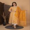 Meera Fab Women's Cotton Printed Anarkali Kurta With Palazzo & Dupatta Set Medium Yellow view 2