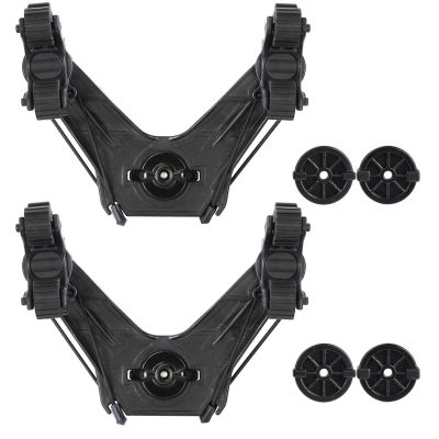 Atader Kayak Paddle Holder, Must Have Kayak Accessories with Dual Head, Offset Paddle Holders Track Mount, Oar/ Fishing Net Holder for Rail Mount, 2 Pack Black