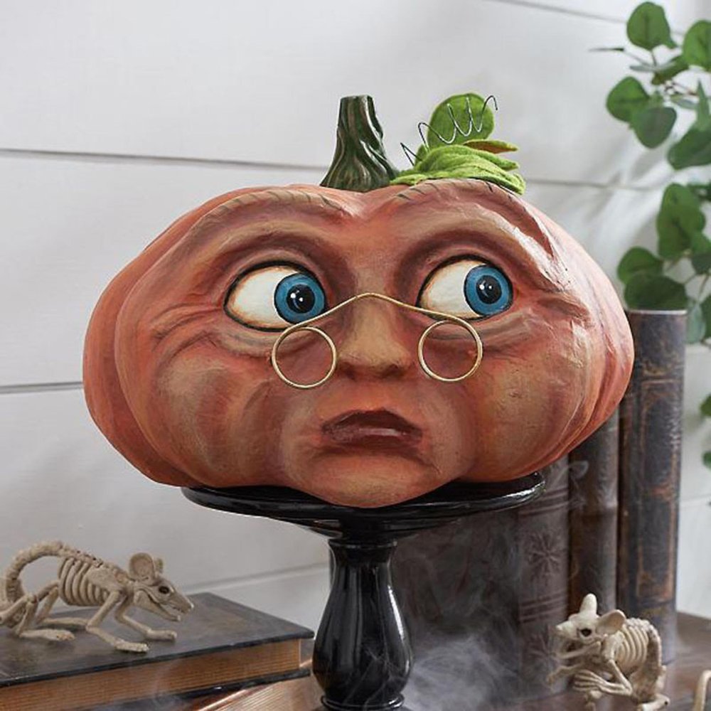 KATIAK Pumpkin Face Outdoor Courtyard Decoration Ghost Party Pumpkin six Weird Coffee Resin Worker