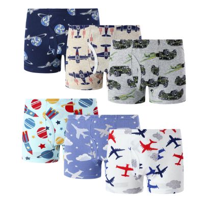 Family Feeling 6 Packs Airplanes Big Boys' Cotton Boxer Brief Underwear Size 8