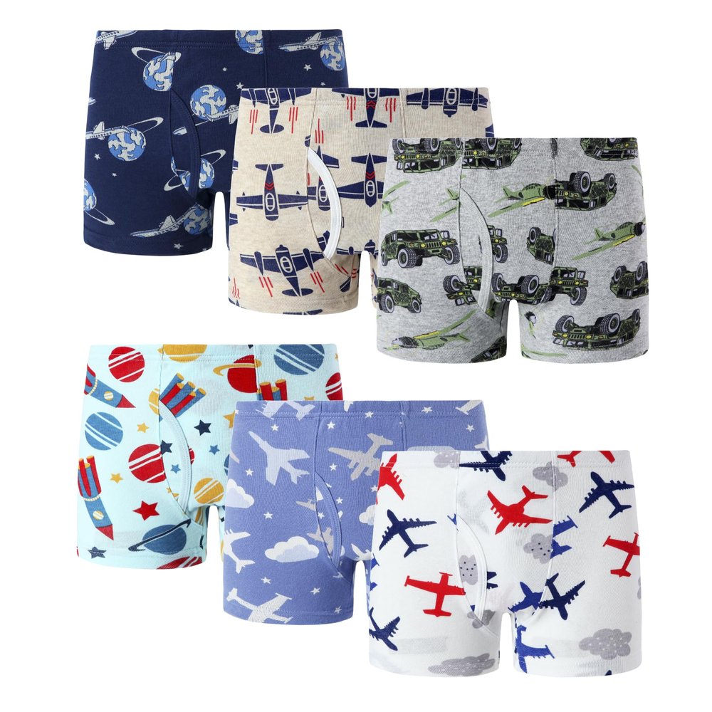 Family Feeling 6 Packs Airplanes Big Boys' Cotton Boxer Brief Underwear Size 8