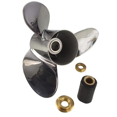 Xspeed Stainless Steel Upgrade 3 Blades Outboard Propeller with Interchangeable Hub Kits for 4-3/4" Gearcase Suzuki 150-300hp Engines,15 Spline Tooth,RH/LH(14x19 LH)