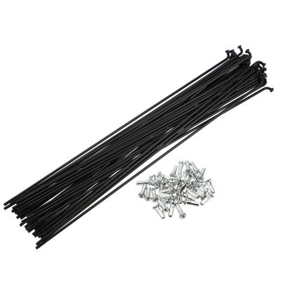 X AUTOHAUX 40 Pcs 14G J Bend 218mm x 2mm Bike Bicycle Spokes with Nipples Steel Black