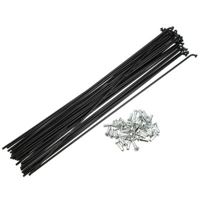 X AUTOHAUX 40 Pcs 14G J Bend 224mm x 2mm Bike Bicycle Spokes with Nipples Steel Black