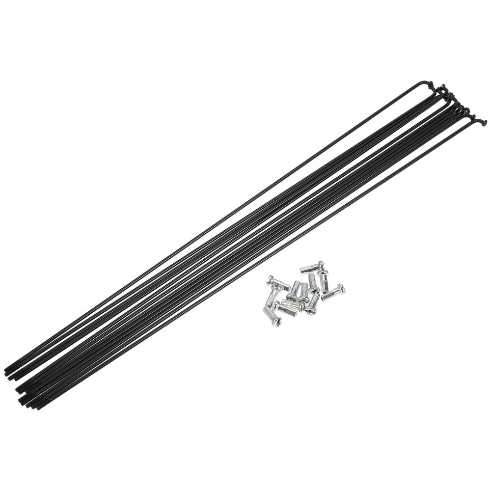 X AUTOHAUX 12 Pcs 14G J Bend 284mm x 2mm Bike Bicycle Spokes with Nipples Steel Black