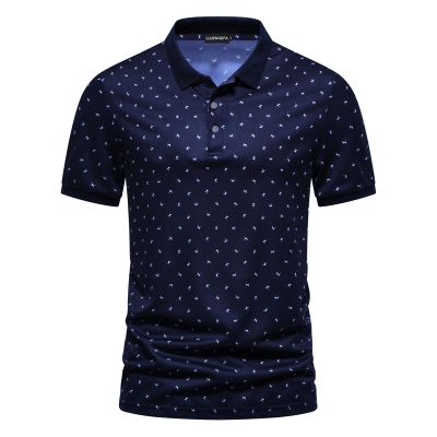LUJENGEFA Men's Casual Short Sleeve Polo Shirt Summer Holiday Beach Tropical Tops Golf Shirts for Men Navy Blue Horse S