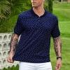 LUJENGEFA Men's Casual Short Sleeve Polo Shirt Summer Holiday Beach Tropical Tops Golf Shirts for Men Navy Blue Horse S view 2