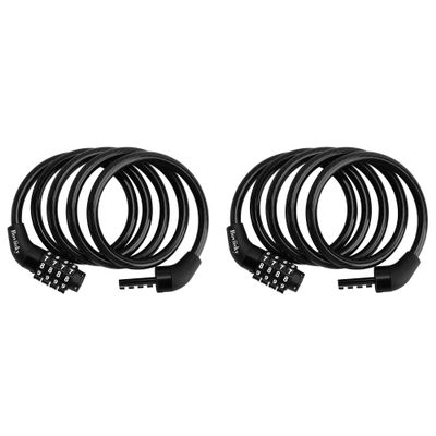 Boviisky Bike Cable Lock,2Pack,4-Digit,4ft Long Resettable Combination High Security Bicycle Lock for Scooter, Vinyl-Coated Anti-Theft 5/16 in Diameter