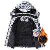 AFILOK Boy's Ski Jacket Waterproof Breathable Kids Fleece Lined Windproof Hooded Snowboard Coats (White Snow Mountain, 14-16) view 3