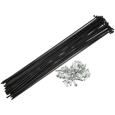 X AUTOHAUX 40 Pcs 14G J Bend 228mm x 2mm Bike Bicycle Spokes with Nipples Steel Black