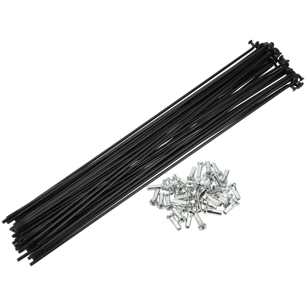 X AUTOHAUX 40 Pcs 14G J Bend 228mm x 2mm Bike Bicycle Spokes with Nipples Steel Black