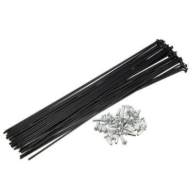 X AUTOHAUX 40 Pcs 14G J Bend 226mm x 2mm Bike Bicycle Spokes with Nipples Steel Black