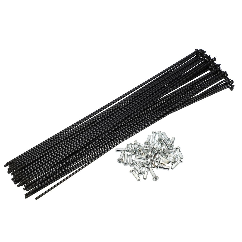 X AUTOHAUX 40 Pcs 14G J Bend 226mm x 2mm Bike Bicycle Spokes with Nipples Steel Black