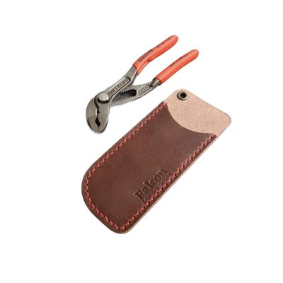 Handmade Leather Sheath for Knipex Cobra 125 (Whisky, Stitching: Red)