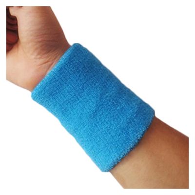 CLENEA 1x Sports Wrist Sweat Band Tennis Squash Badminton Gym Basketball Bracelet Running Sports Safety Wrist Support (Color : Sky Blue, Size : ONE Size)