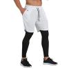 Charque Mens Compression Running Pants 2 in 1 Shorts Gym Leggings with Pocket Quick Dry Athletic Workout Sweatpants view 2
