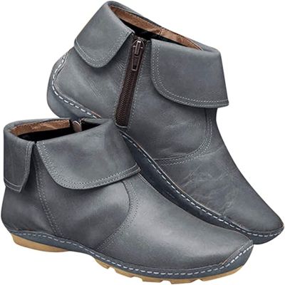 Ladmiple Cowboy Boots For Women White Mid Calf Cowgirl Boots Ankle Boots for Women Round Toe Western Cowboy Boots Fashion Casual Combat Short Booties High Top Walking Shoes