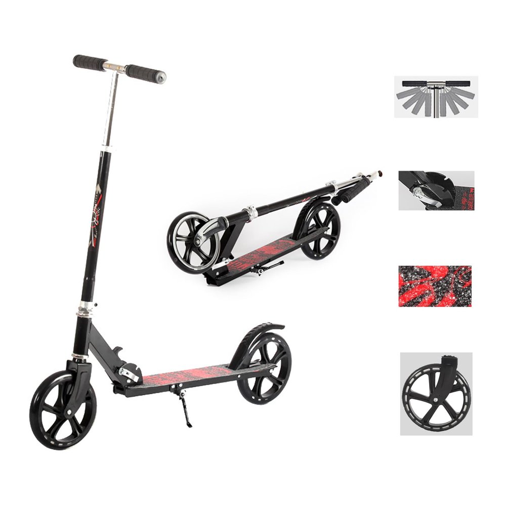 GLDDFDG Scooter for Kids Ages 8-12&Scooter for Adults - 2 Wheel Scooter - Lightweight & Big Sturdy Wheels,Foldable,Adjustable Handlebars,Lightweight,Anti-Slip Pedals for Riders Up to 300 Lbs,Black