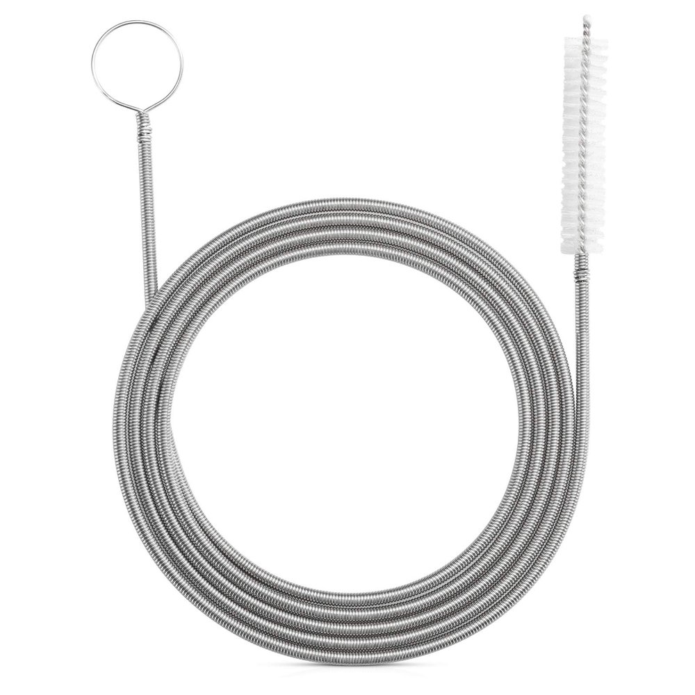 RayTour Extra-Thick Drain Brush with Stronger Spring 61-Inch Stainless Steel and Nylon Pipe Cleaner for Flexible, Curved & Slim Holes, Stronger Spring Version