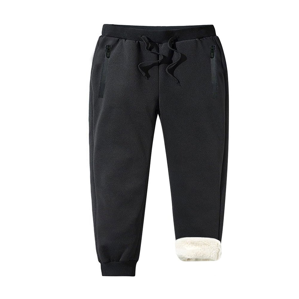 ZGZZ7 Men's Winter Warm Fleece Pants Sherpa Lined Sweatpants Active Thermal Running Joggers Pants (2#Black,S)