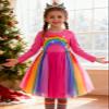 5T Fall Dresses for Girls Long Sleeve Rainbow Dress for Girls 5-6 Years Dress Fall Winter Dresses for School view 2