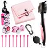 Liliful 12 Pcs Golf Accessories Kit, Include Golf Ball Bag with Hook Towel Tees Magnetic Ball Marker Divot Tool Cleaner Brush for Women Man Gifts(Pink) view 1